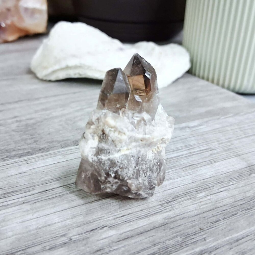 Smoky quartz crystal cluster home decor accent